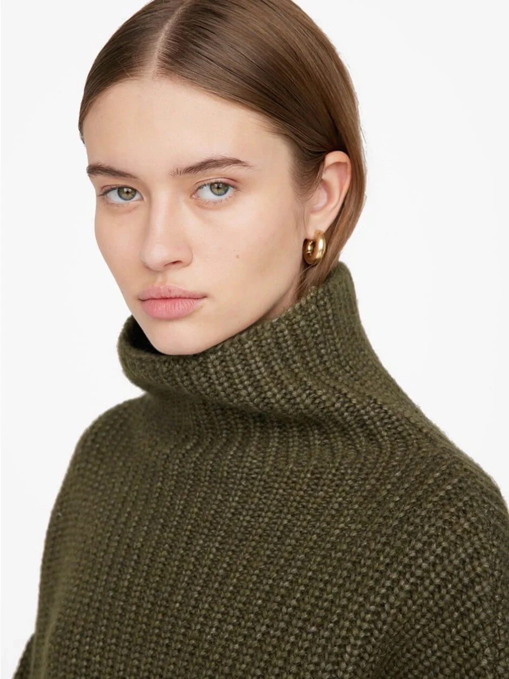 Anine Bing Sydney Sweater - Olive Ribbed